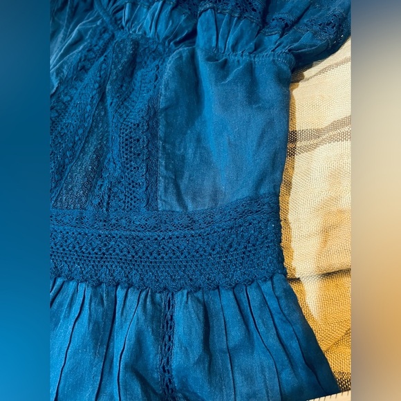 Anthropologie Velvet by Graham & Spencer One-Shoulder Lace Midi Dress Small blue - Picture 10 of 12